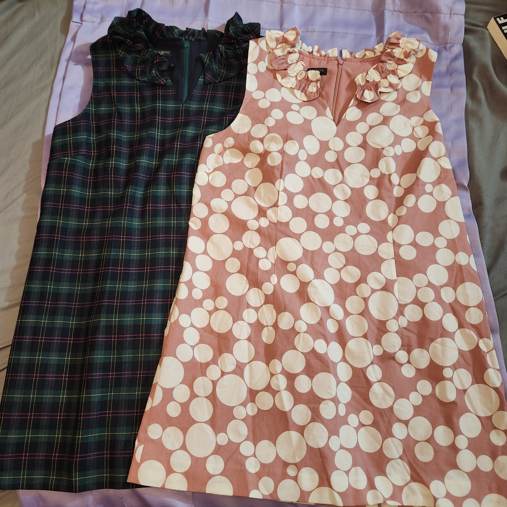 SET OF 2-TWO- TALBOTS PETITE SZ 12P SLEEVELESS MID LENGTH DRESSES